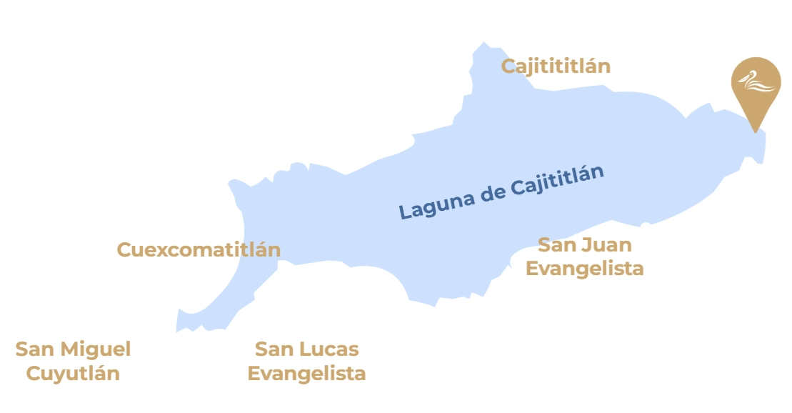 Mapa ilustrado de la Laguna de Cajititlán